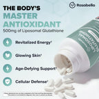 Rosabella Liposomal Glutathione 500mg – High Absorption Glutathione Supplement, Antioxidant Support, Cellular Health & Detox Support, 60 Capsules, 30 Day Supply, Daily Antioxidant Capsules