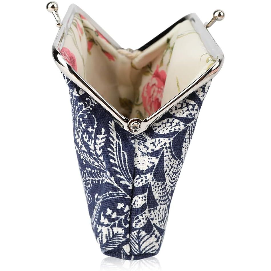 Buy now Oyachic 2 Packs Coin Purse Vintage Leaf Pouch Long Coin Pouch Women Wallet Kiss lock Cosmetic Bag Make up Bag Clasp Clutch at indiglob india