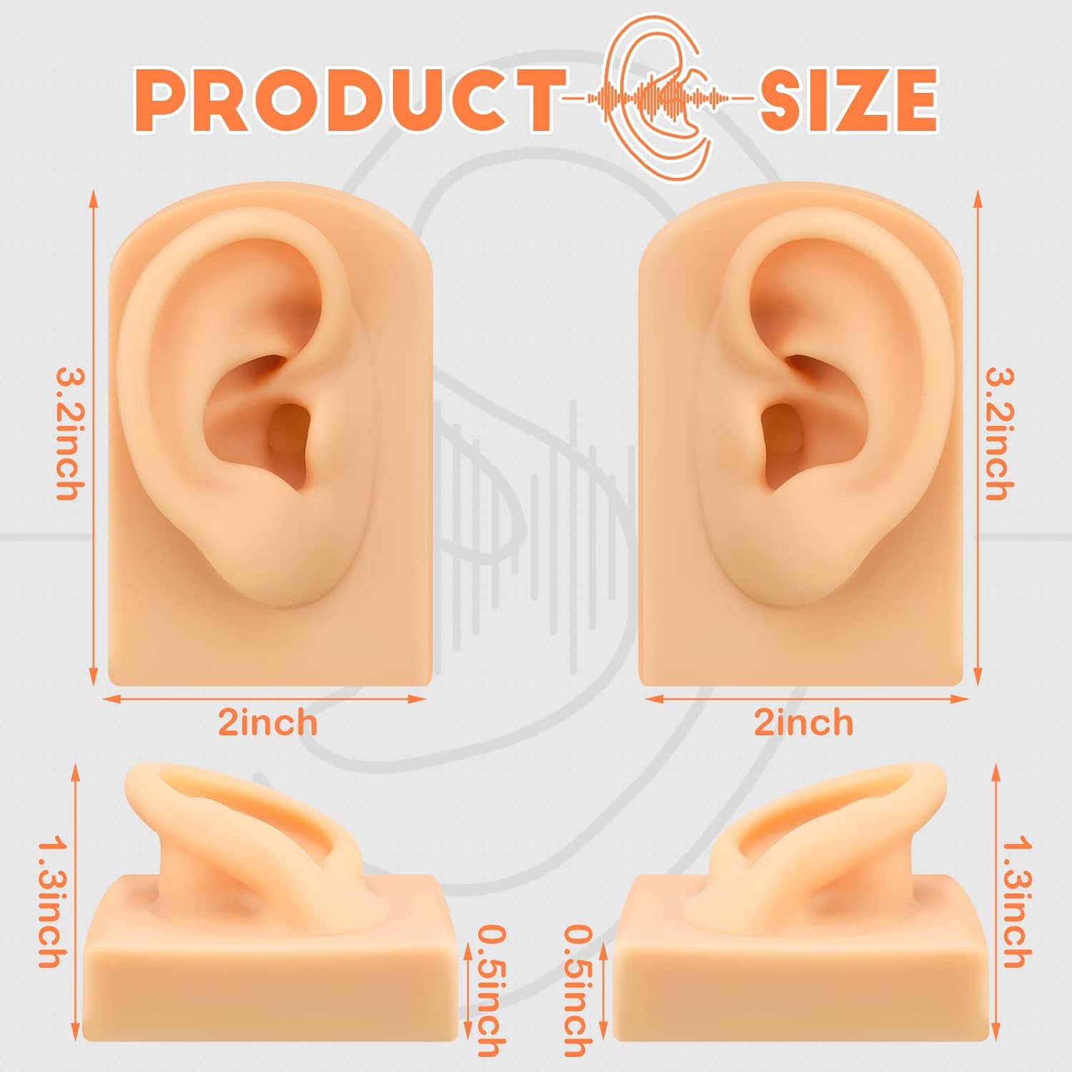 Buy now 2 Pcs Silicone Ear Model Left and Right Soft Flexible Model Fake Ear Piercing Practice Silicone Body Parts Realistic for Jewelry Display Acupuncture Mannequin Teaching Instruction at indiglob india
