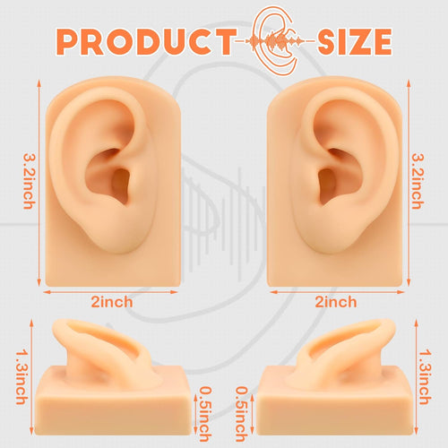 Buy now 2 Pcs Silicone Ear Model Left and Right Soft Flexible Model Fake Ear Piercing Practice Silicone Body Parts Realistic for Jewelry Display Acupuncture Mannequin Teaching Instruction at indiglob india