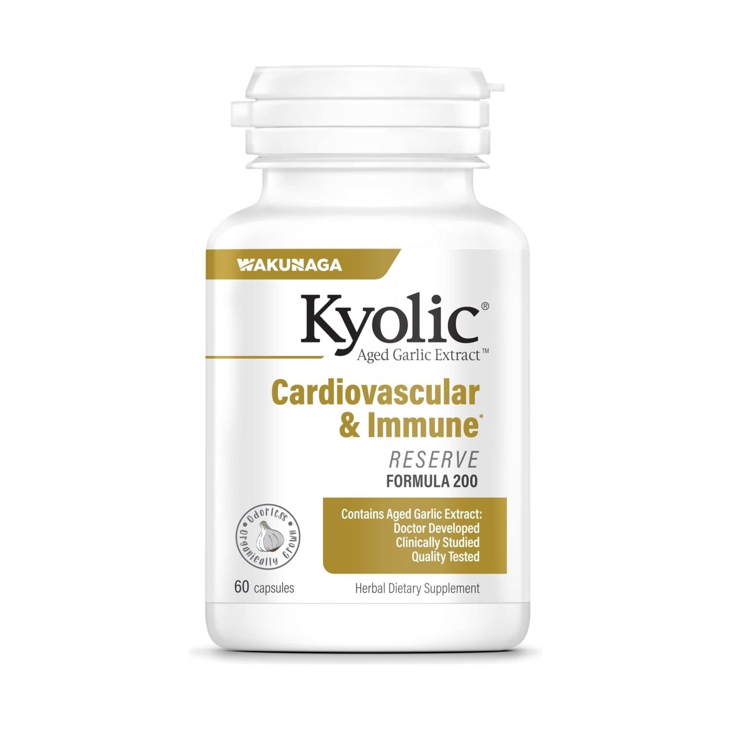 Kyolic Age Cardiovascular & Immune* Formula 200 (Reserve), 60 Capsules | High Potency Reserve Formula Aged Garlic Extract to Support Overall Heart Health, Circulation and Immune System, GMO-Free