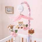 The Peanutshell Crib Mobile for Girls - Pink and White Musical Baby Crib Mobile with 12 Lullabies, Forest Baby Little Forest Nursery Decor