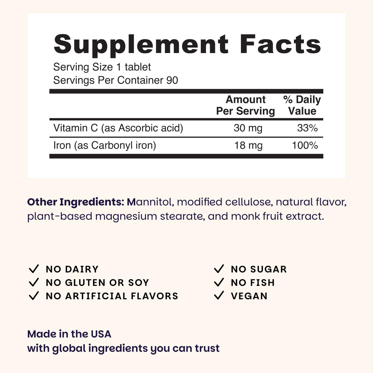 EZ Melts Iron - Supplement for Daily Energy & Iron Support - with Vitamin C - No Artificial Flavors - Non-GMO & Vegan - Zesty Orange - 180 Dissolvable Tablets (180 Servings)