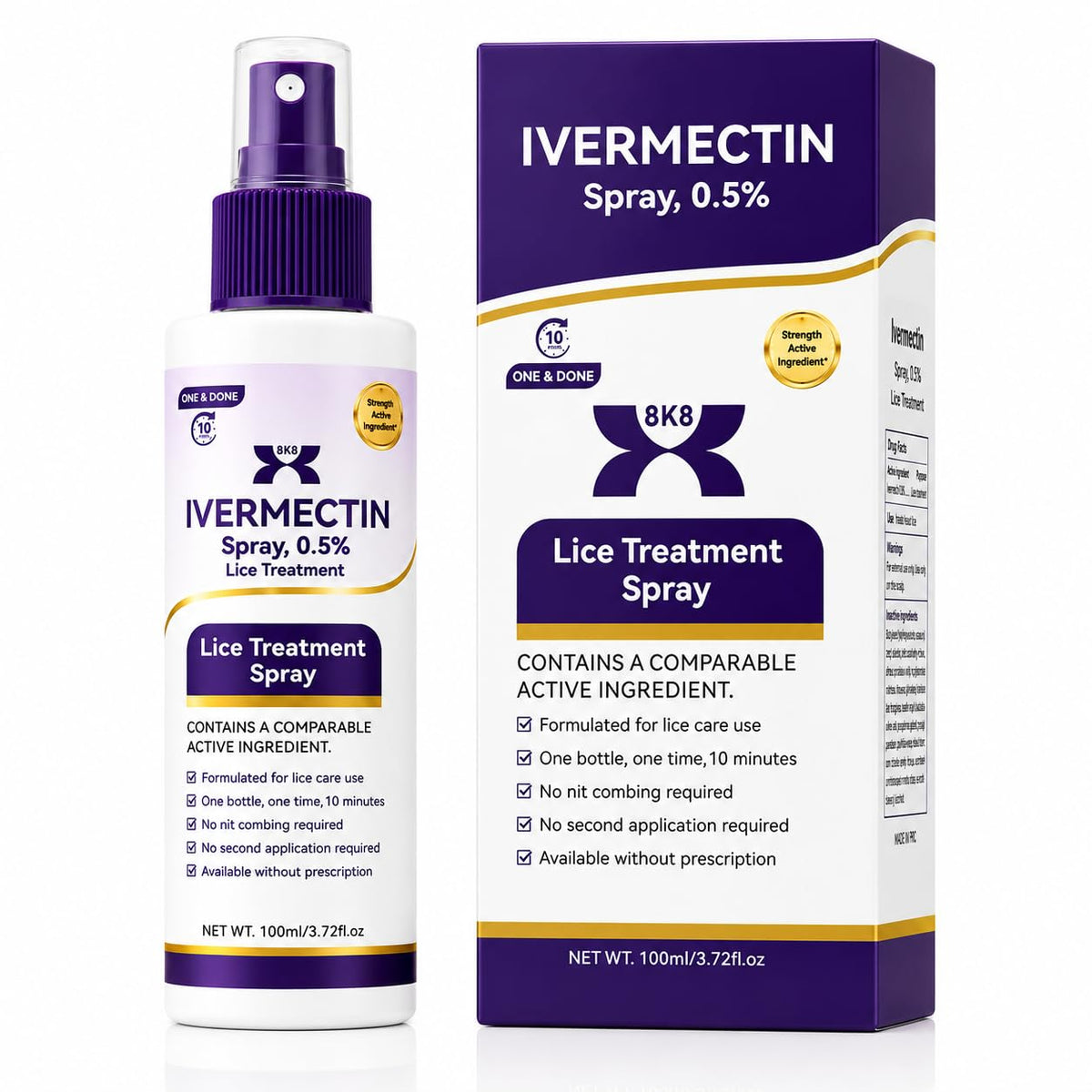 Lice Treatment Ivermectin 0.5%, 2026 Upgraded Spray Formula, Targets the Scalp Than Traditional Lotions, One-Time At-Home Treatment for the Whole Family