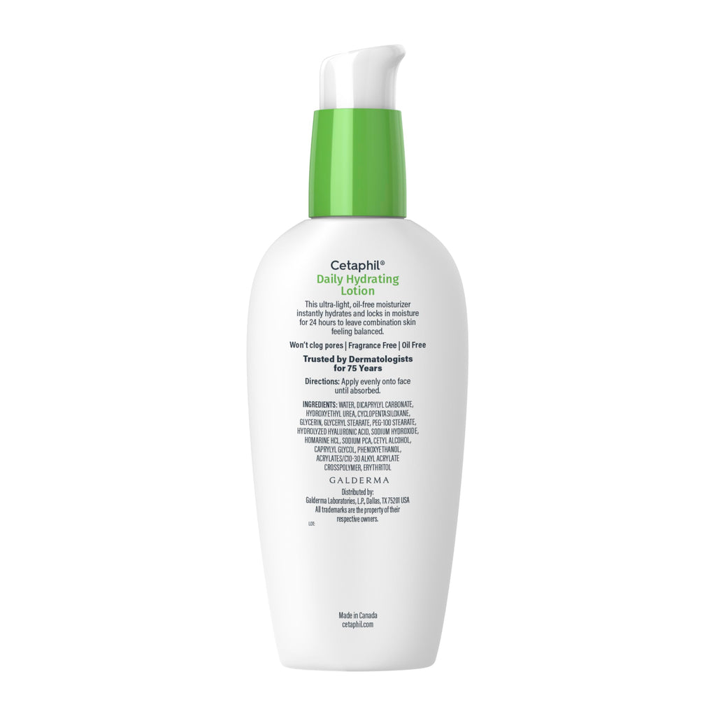 Cetaphil Daily Hydrating Face Lotion, Hyaluronic Acid, 3oz | 24-Hour Hydration, Fragrance-Free, Non-Comedogenic, Hyaluronic Acid, Daily Face Moisturizer For Combination Skin