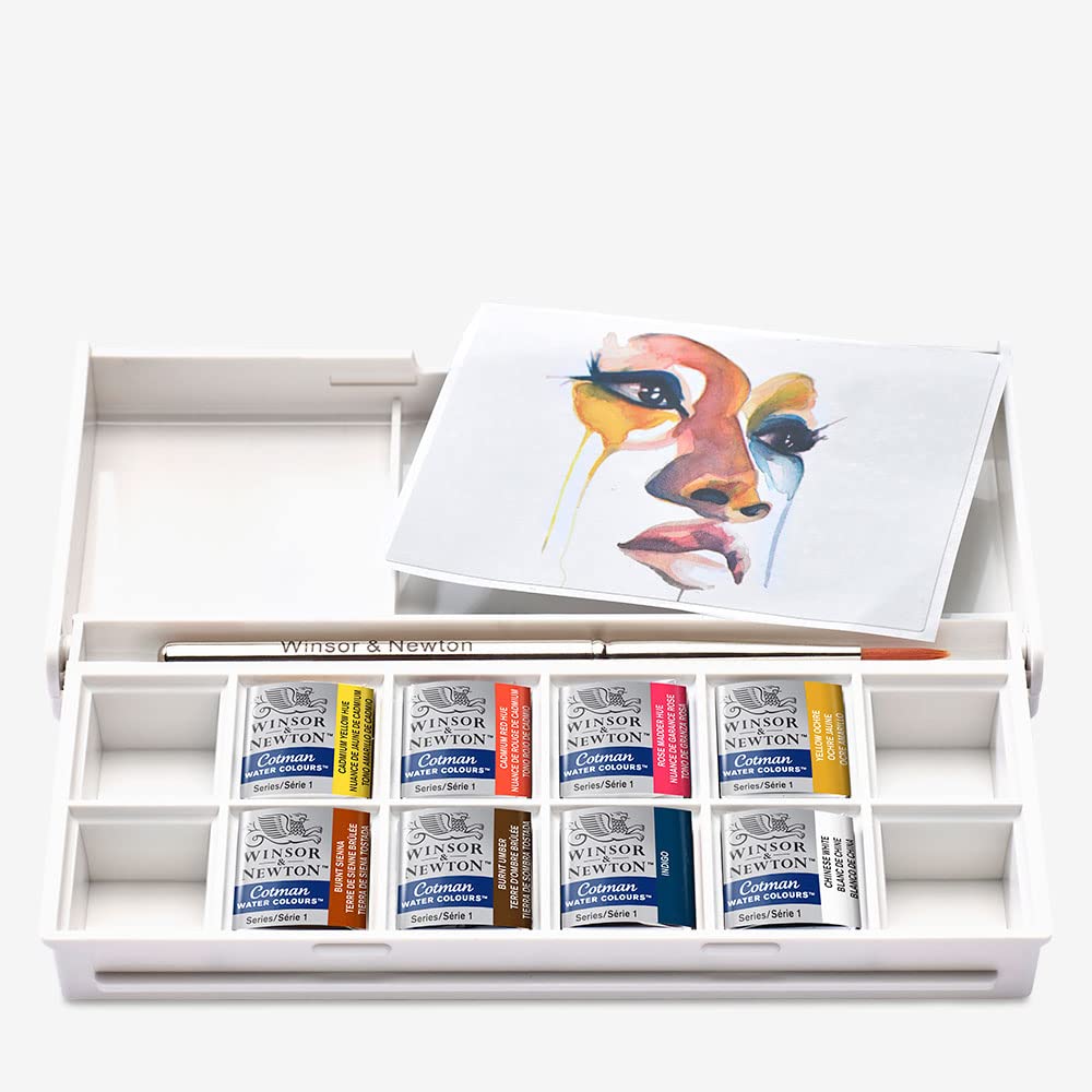 Buy now Winsor & Newton Cotman Watercolor Paint Set, Field Pocket Set, 12 Half Pan w/ Brush, Sponge, Bottle at indiglob india
