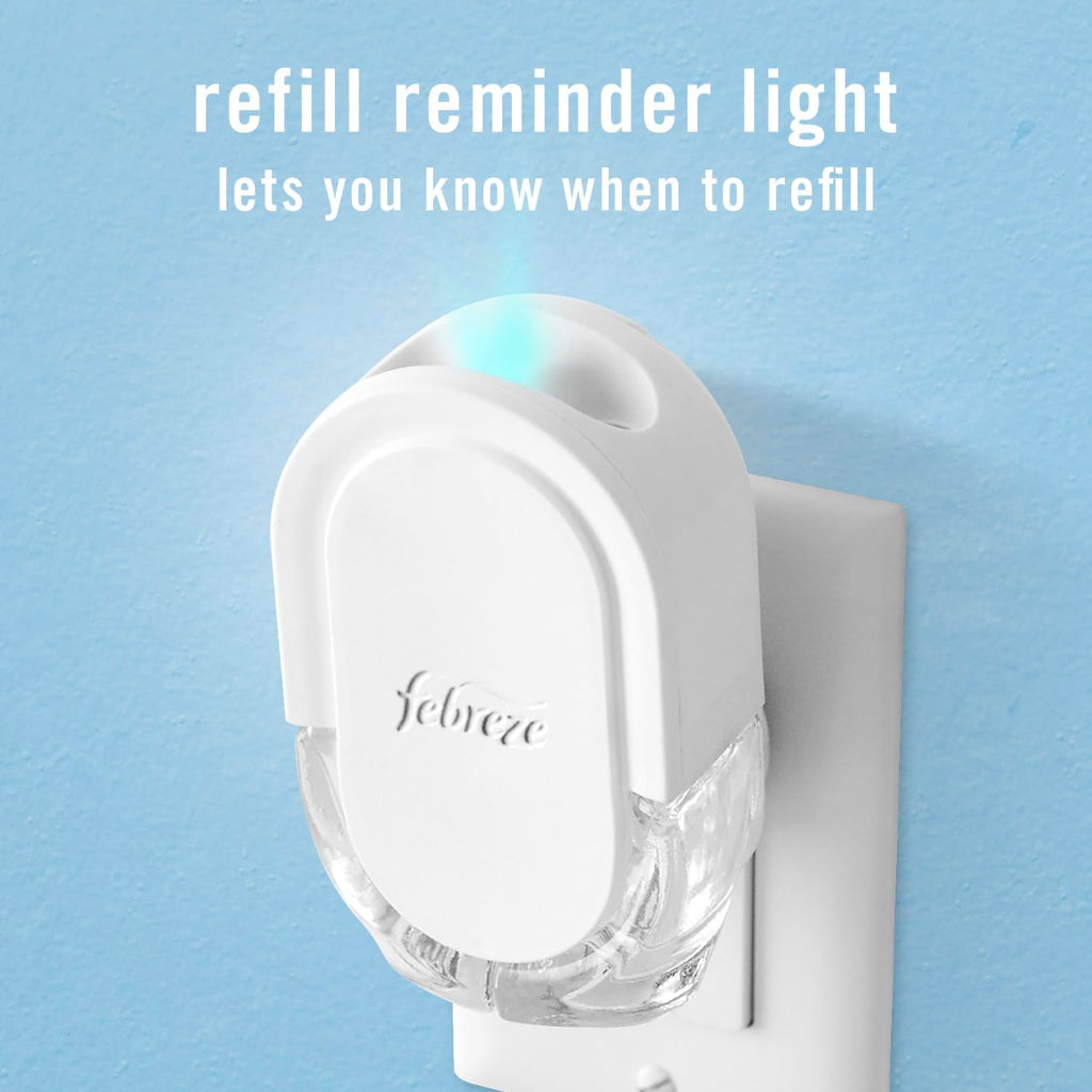 Febreze Odor-Fighting Plug in Air Freshener, Scented Oil Refill, Unstoppables Fresh and Downy Calm Scents, 4 Refills