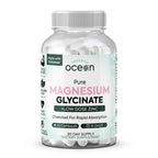 Organics Ocean Pure Magnesium Glycinate with Zinc - Maximum Strength Chelated Magnesium Supplement for Women and Men for Muscle Cramps and Sleep Support - 6 Bottles
