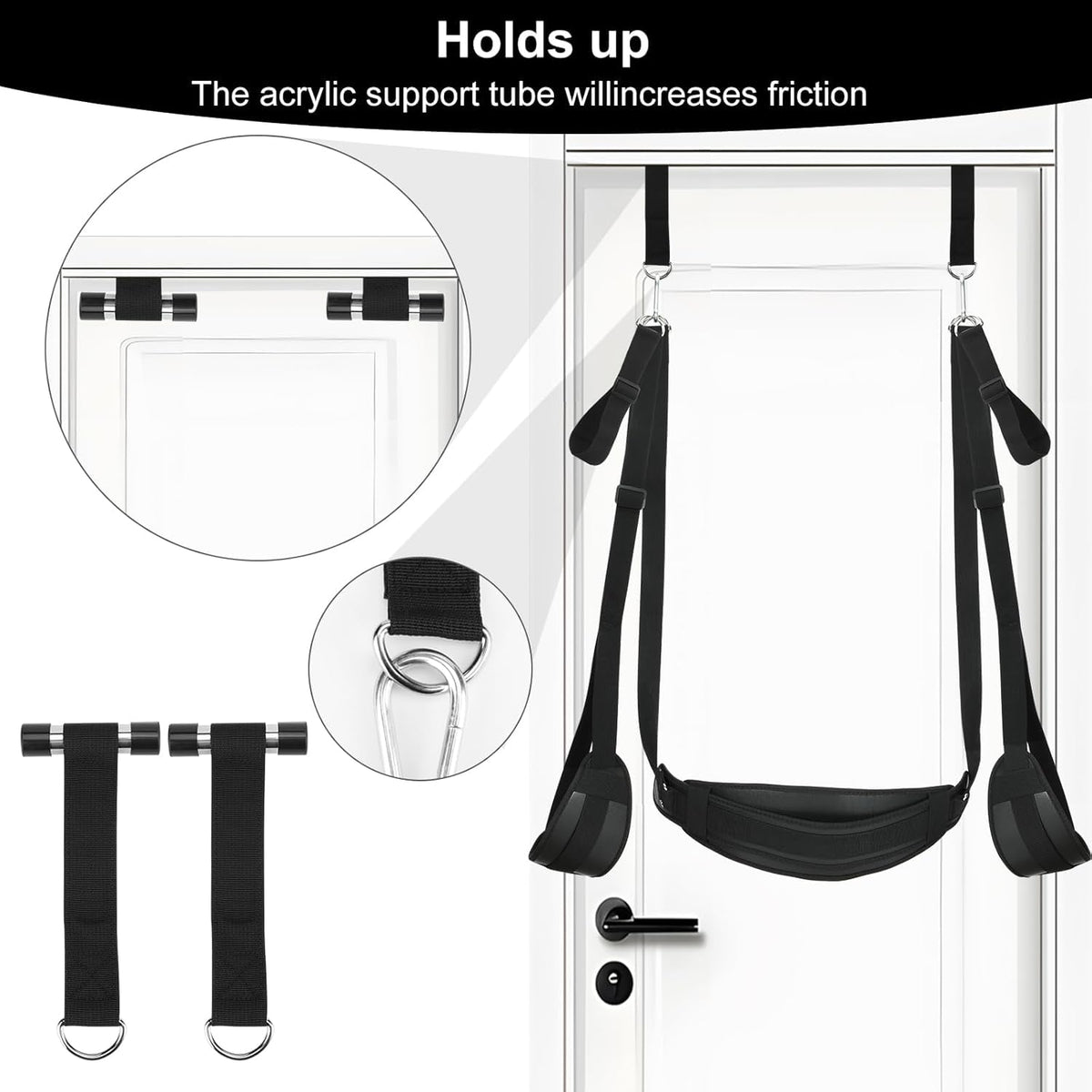 Sex Toys Sex Swing BDSM Bondage Slave Leather Soft Plush Sex Slings with Adjustable Straps, Hanging Door Handcuffs Leg Restraints Spreader Adult Toys for Couple