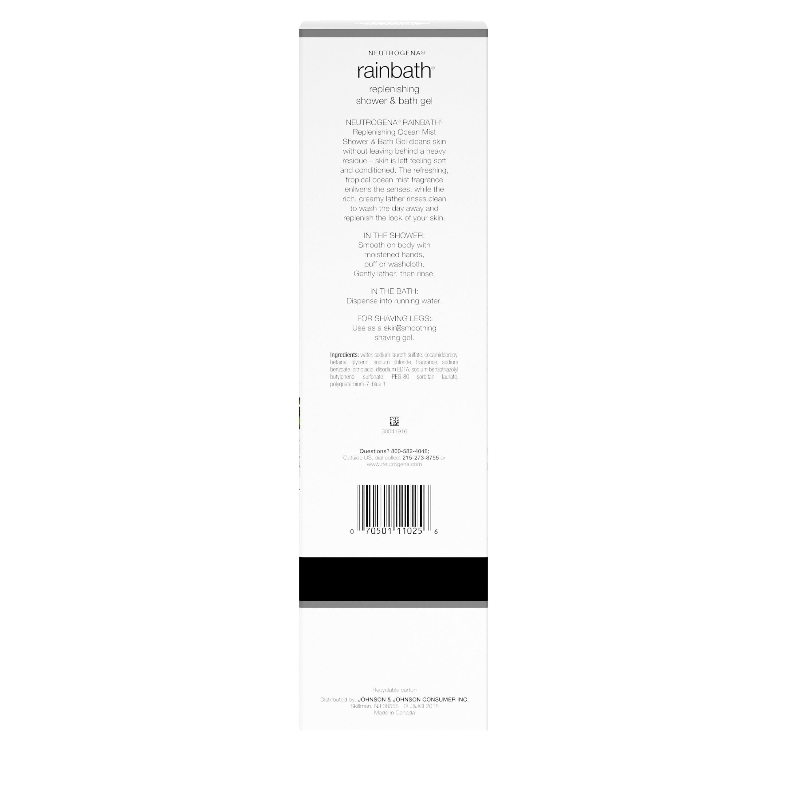 Neutrogena Rainbath Replenishing Shower & Bath Gel, Ocean Mist, 32 fl. oz | Refreshing Body Wash, Moisturizing Formula, Soft Skin, Pump Bottle