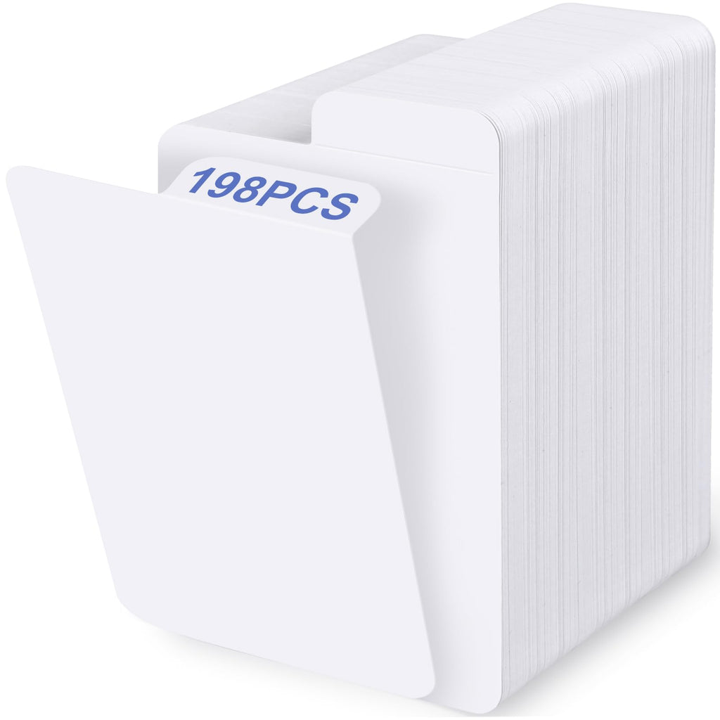 198PCS Trading Card Dividers, Paper Card Dividers, Standard Vertical Card Divider for MTG/Sports/Games Card Categorization and Management - White