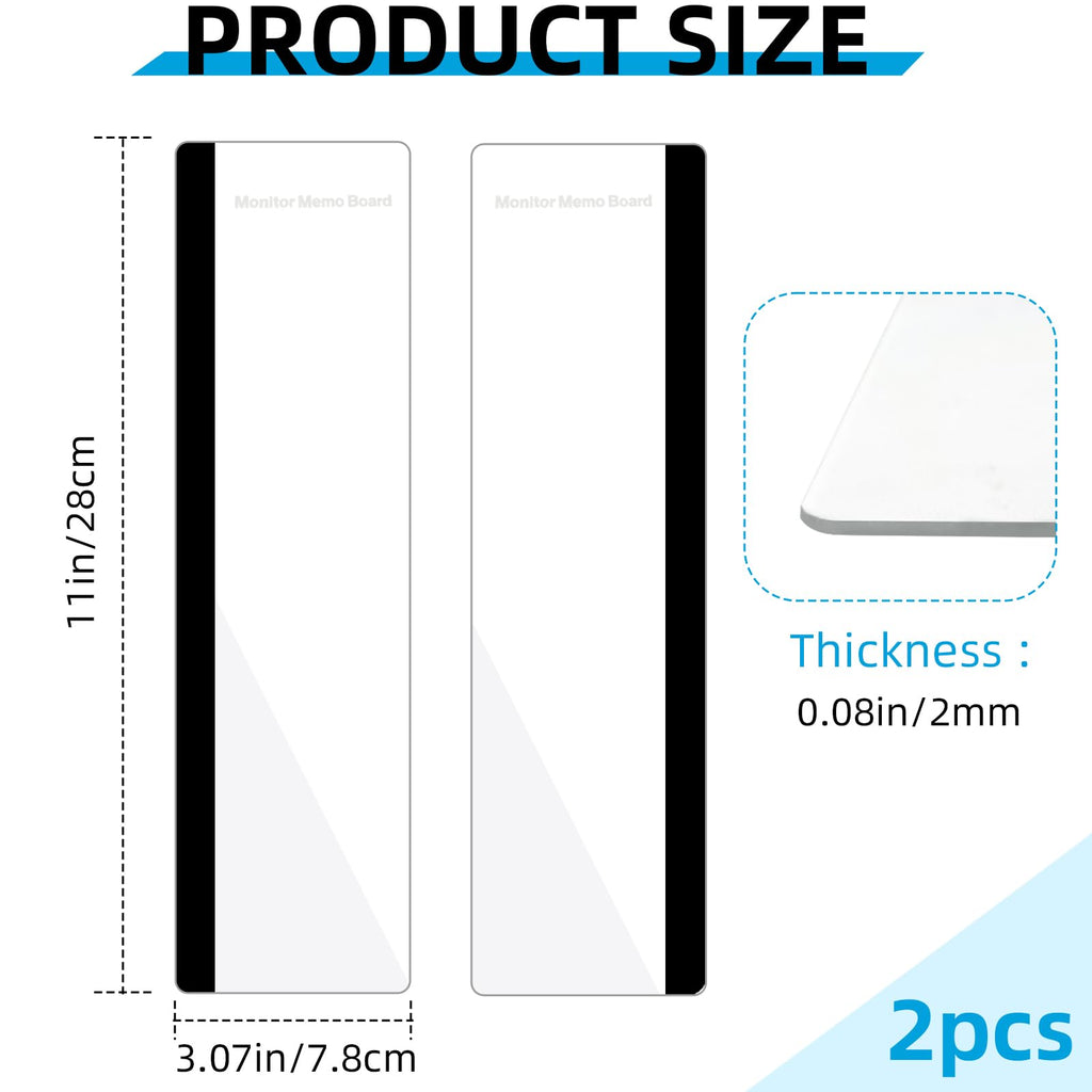 2 Pack Computer Monitor Memo Board, Acrylic Computer Monitor Sticky Note Holder, Transparent Side Panel Office Desk Organizer,Home Office Desk Accessories, Office Supplies for Women Men Computer ﻿