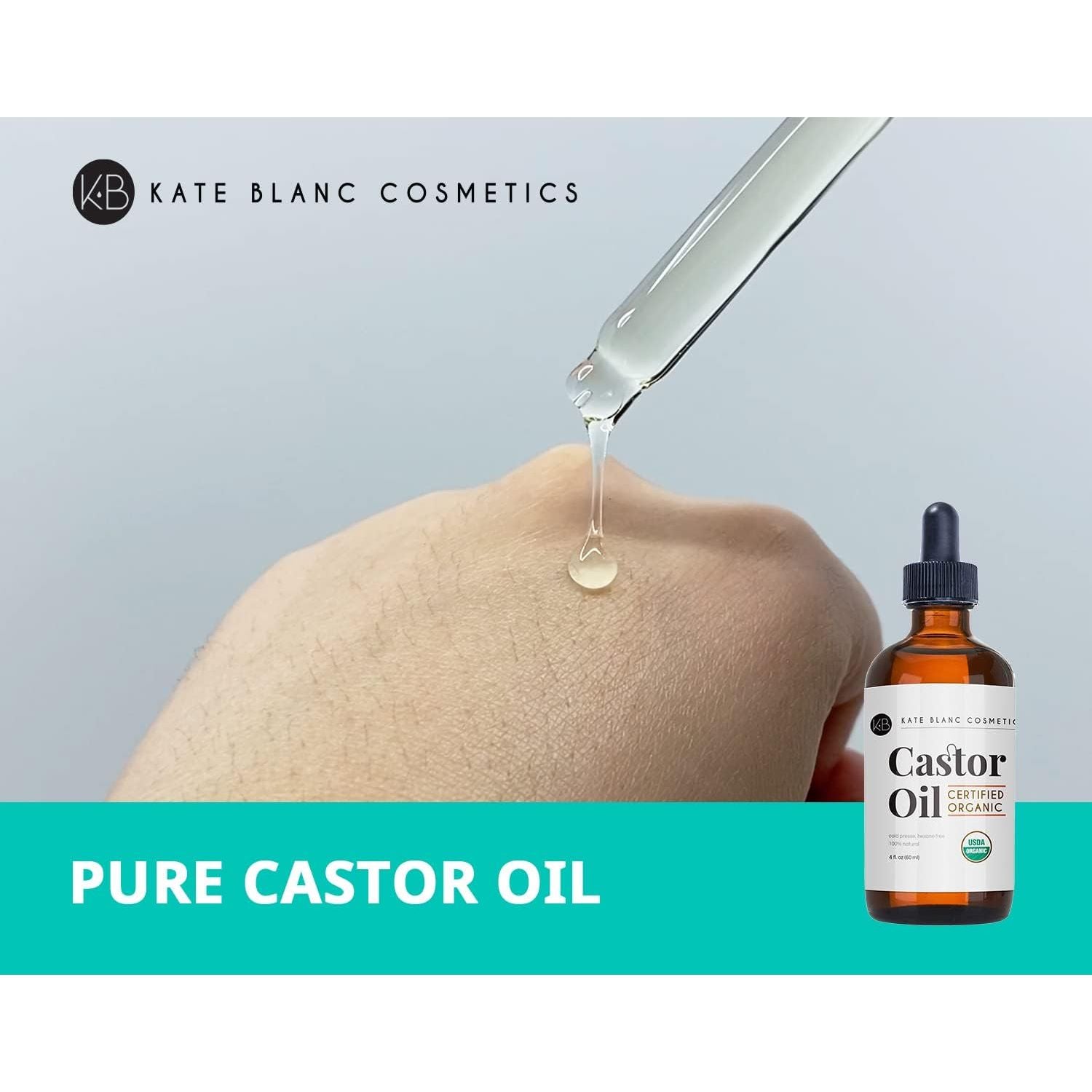 Buy now Kate Blanc Cosmetics Castor Oil Organic (4oz), 100% Pure, Cold Pressed, Hexane Free. Natural Oil for Hair, Eyelashes, Eyebrows. Skin Moisturizer with Starter Kit at indiglob india