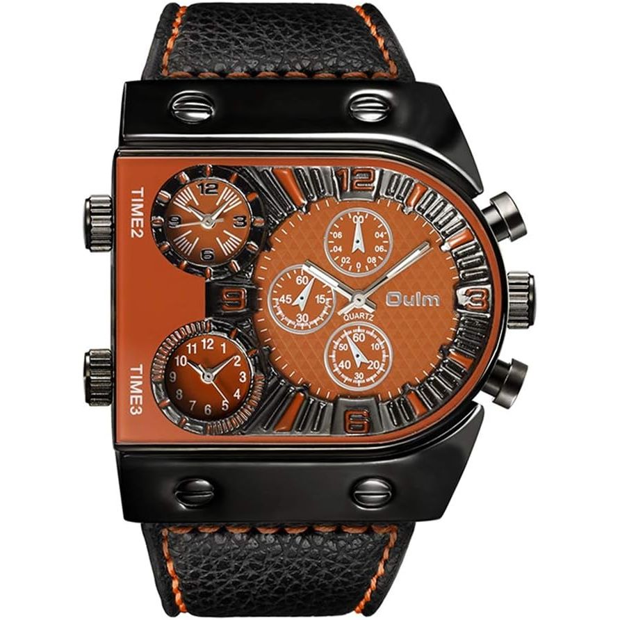 Buy now Oulm Men's Steampunk Skeleton Automatic Mechanical Alloy Stainless Steel Leather Watch CH164 at indiglob india