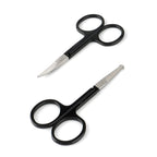 Facial Hair Small Grooming Scissors For Men Women, 2PCS Silver | Eyebrow, Nose Hair, Mustache, Beard, Eyelashes, Ear Trimming Kit, Curved and Rounded Safety Tip, Hair Cutting Clippers