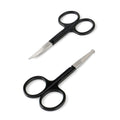 Facial Hair Small Grooming Scissors For Men Women, 2PCS Silver | Eyebrow, Nose Hair, Mustache, Beard, Eyelashes, Ear Trimming Kit, Curved and Rounded Safety Tip, Hair Cutting Clippers