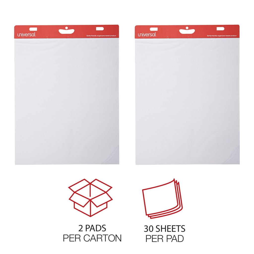 Universal 35603 Self Stick Easel Pads, Unruled, 25 x 30, White, 30-Sheet Pads (Case of 2 Pads)