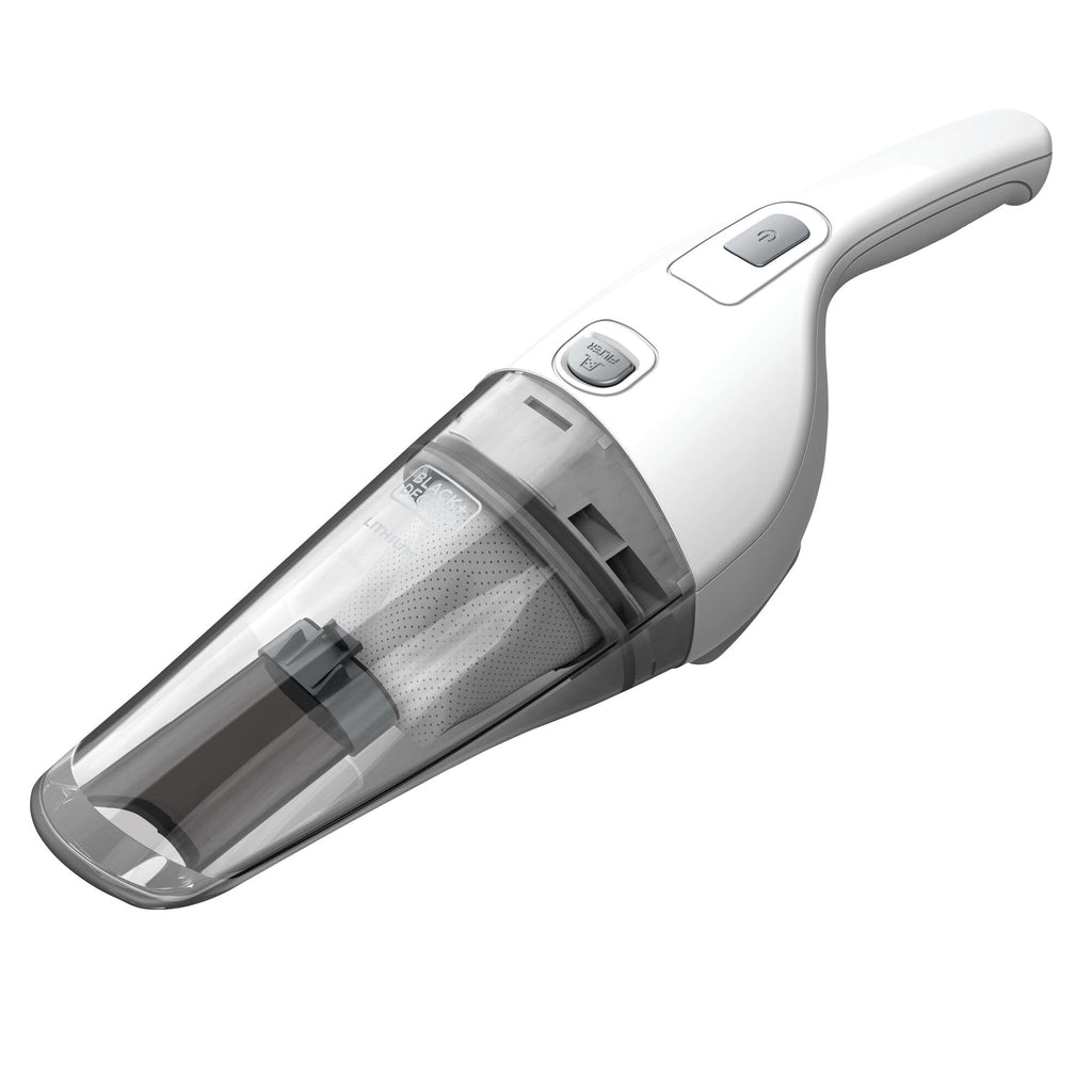 Buy now BLACK+DECKER Cordless Lithium Handheld Power Vacuum with Wall Mount Base and Charger, White (HNV220BCZ10FF) at indiglob india