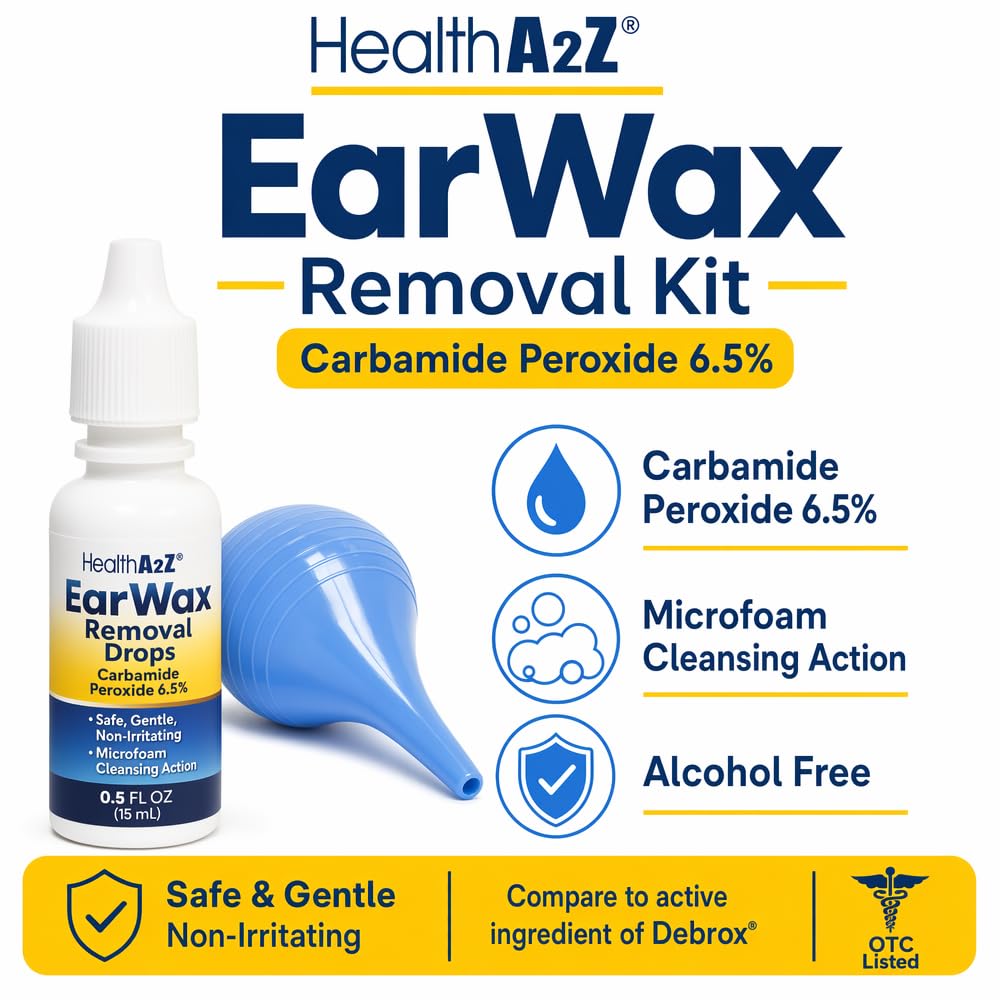 HealthA2Z® Ear Wax Removal Kit Carbamide Peroxide 6.5%, 0.5 fl oz (15mL)