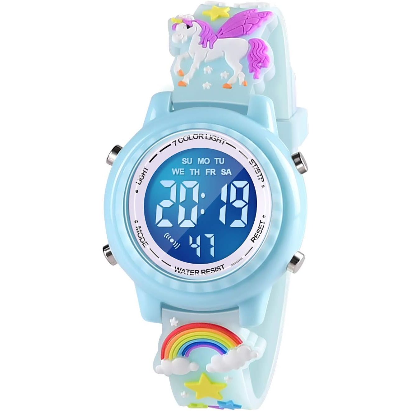 Buy now 3D Cartoon Waterproof Kids Watches with Alarm - Best Toys Gifts for Girls Age 3-10 Blue at indiglob india