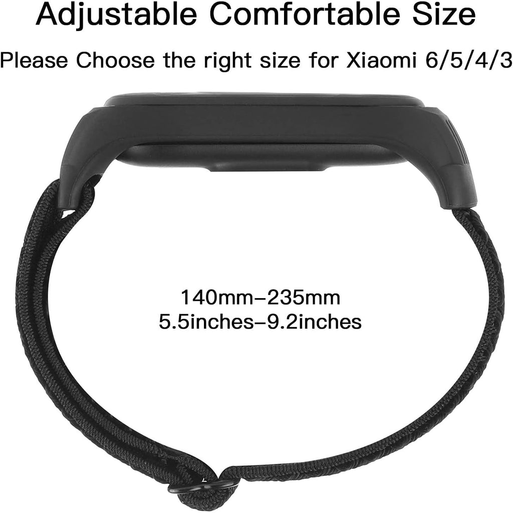 Buy now Adjustable Elastic Nylon Straps Compatible with Xiaomi Mi Band 6/Xiaomi Mi Band 5/Xiaomi Mi Band 4/Xiaomi Mi Band 3, Soft Breathable Sport Replacement Wristband for Women Men (Black) at indiglob india