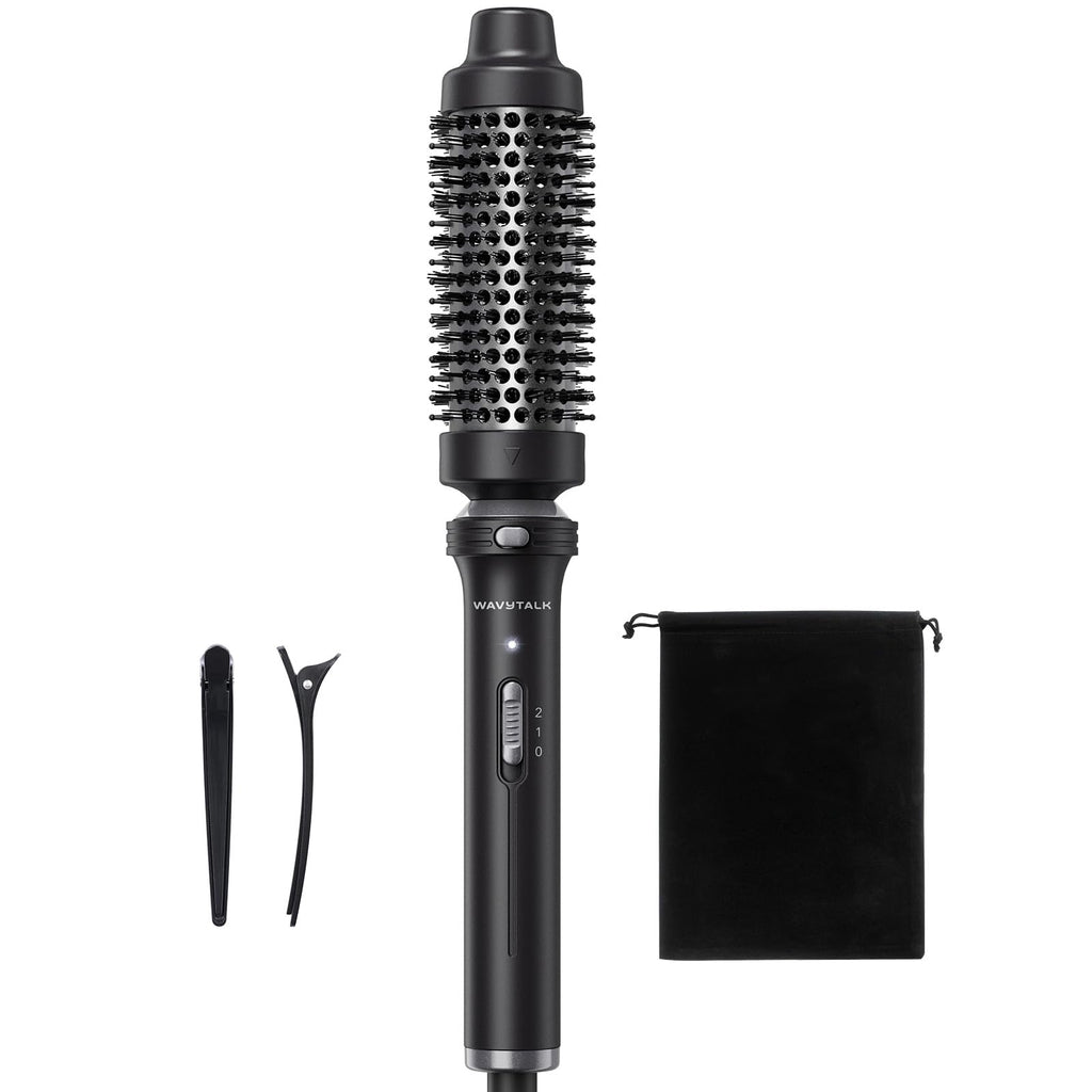 Wavytalk Thermal Brush 1.5" Detachable Heated Round Brush for Blowout Look | Detachable Brush Head Includes Travel Pouch, Create Voluminous Blowout Look, Tourmaline Ceramic, 2 Temp Settings Dual Voltage