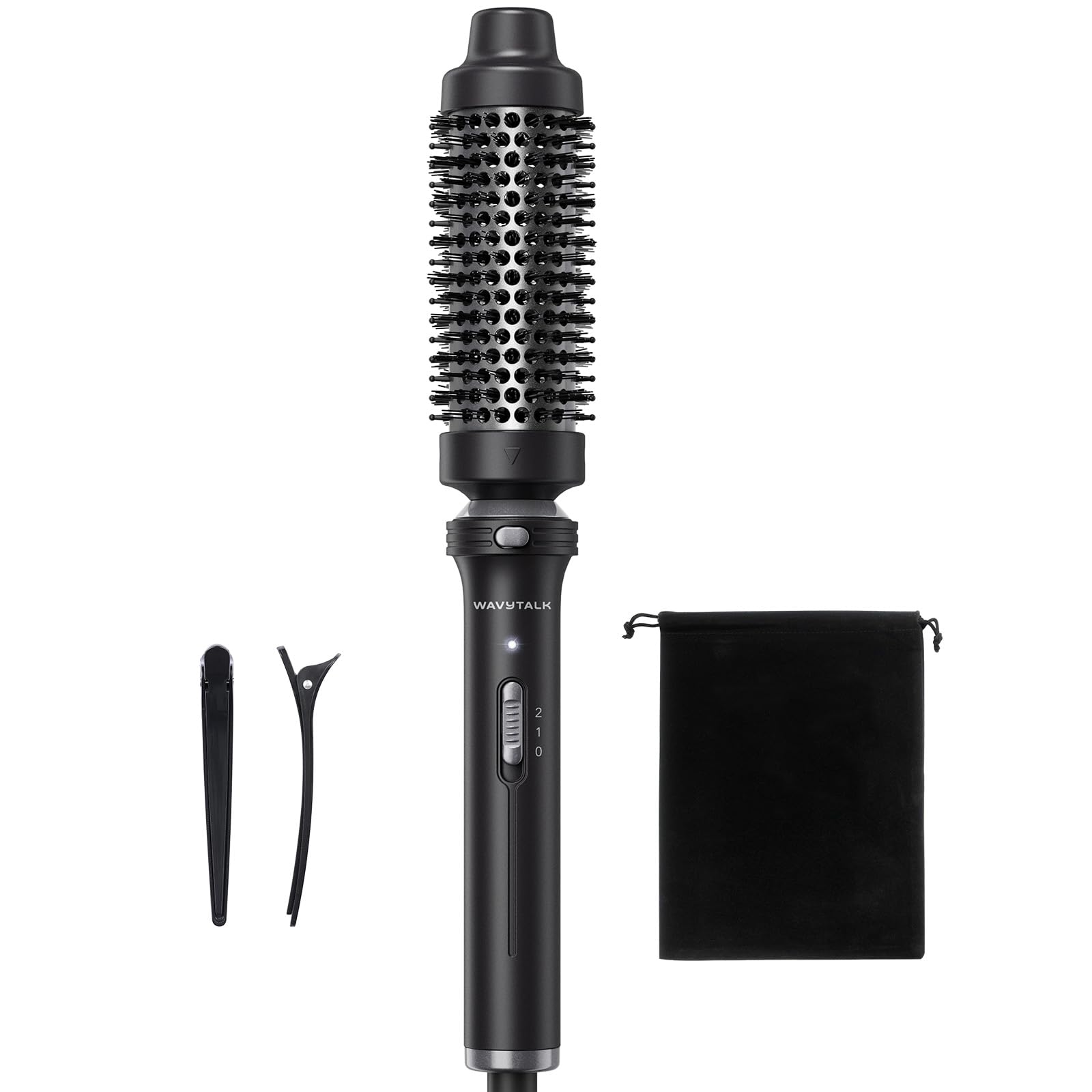 Wavytalk Thermal Brush 1.5" Detachable Heated Round Brush for Blowout Look | Detachable Brush Head Includes Travel Pouch, Create Voluminous Blowout Look, Tourmaline Ceramic, 2 Temp Settings Dual Voltage