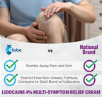 Globe Lidocaine 4% Multi Symptom Relief Cream, 2 Pack, 1.75 oz Bottles