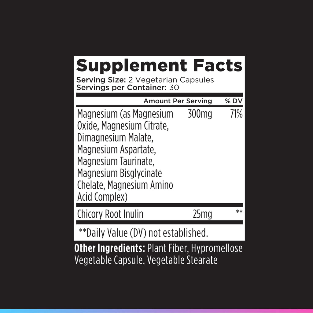 Livingood Daily Magnesium Complex 300mg with Chicory Root, 60 Capsules | 7-in-1 Supplement, Glycinate, Citrate, Bisglycinate, Amino Acids, Chicory Root for Heart, Sleep, Muscle Support, Made in USA