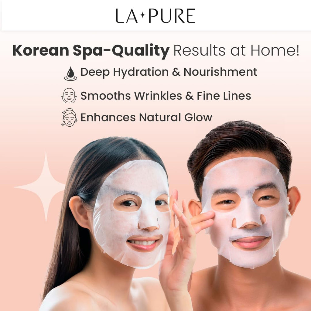 Buy now LA PURE Snail Mucin Mask – 10ct Korean Sheet Mask Pack for Signs of Aging, Aid Skin Repair & Hydration – Pure Snail Mask for Face with Collagen & Hyaluronic Acid – Cruelty-Free Hydrating Sheet Mask at indiglob india