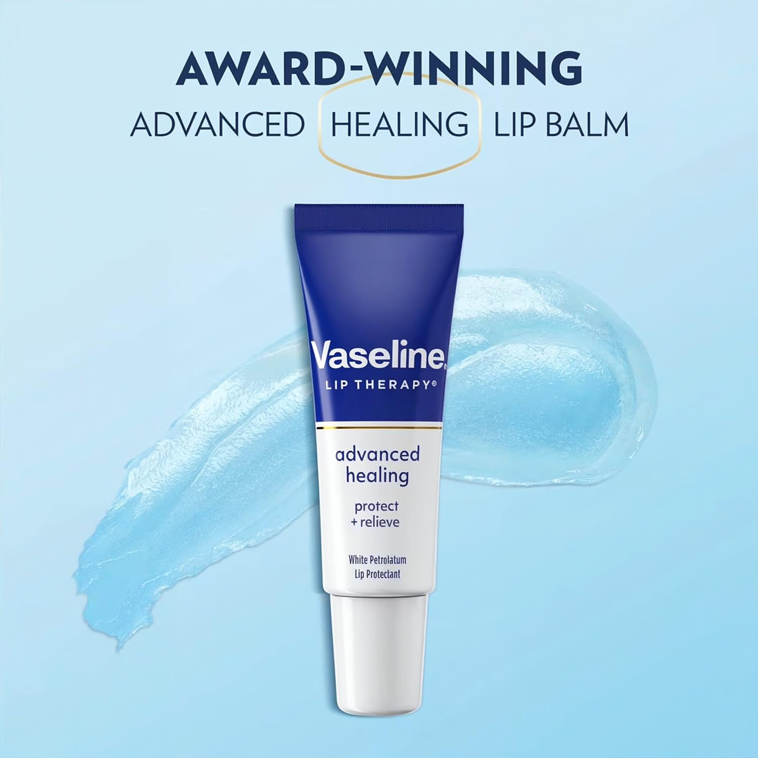 Vaseline Lip Therapy Advanced Healing Lip Moisturizer 3-Pack, 0.35 Oz Ea | #1 Dermatologist-Recommended Skin Protectant, Healing Ointment for Soothing Dry, Chapped Lips | Travel Essentials