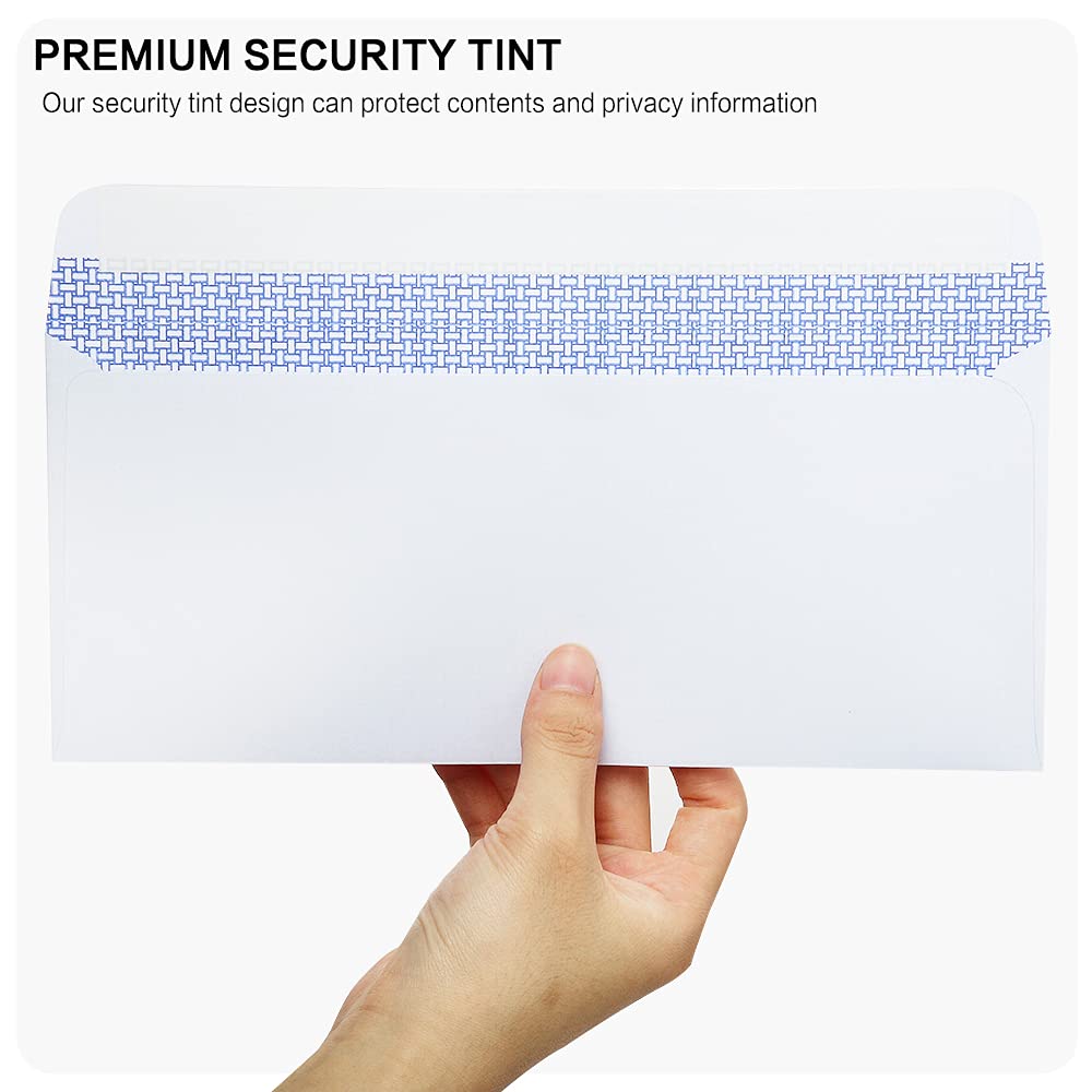 500 Pack #10 Double Window Security Self-Seal Envelopes - Suitable Size for Multiple Business Statements, Quickbooks Invoices, and Return Envelopes, Size 4-1/8 x 9-1/2 - White - 24 LB