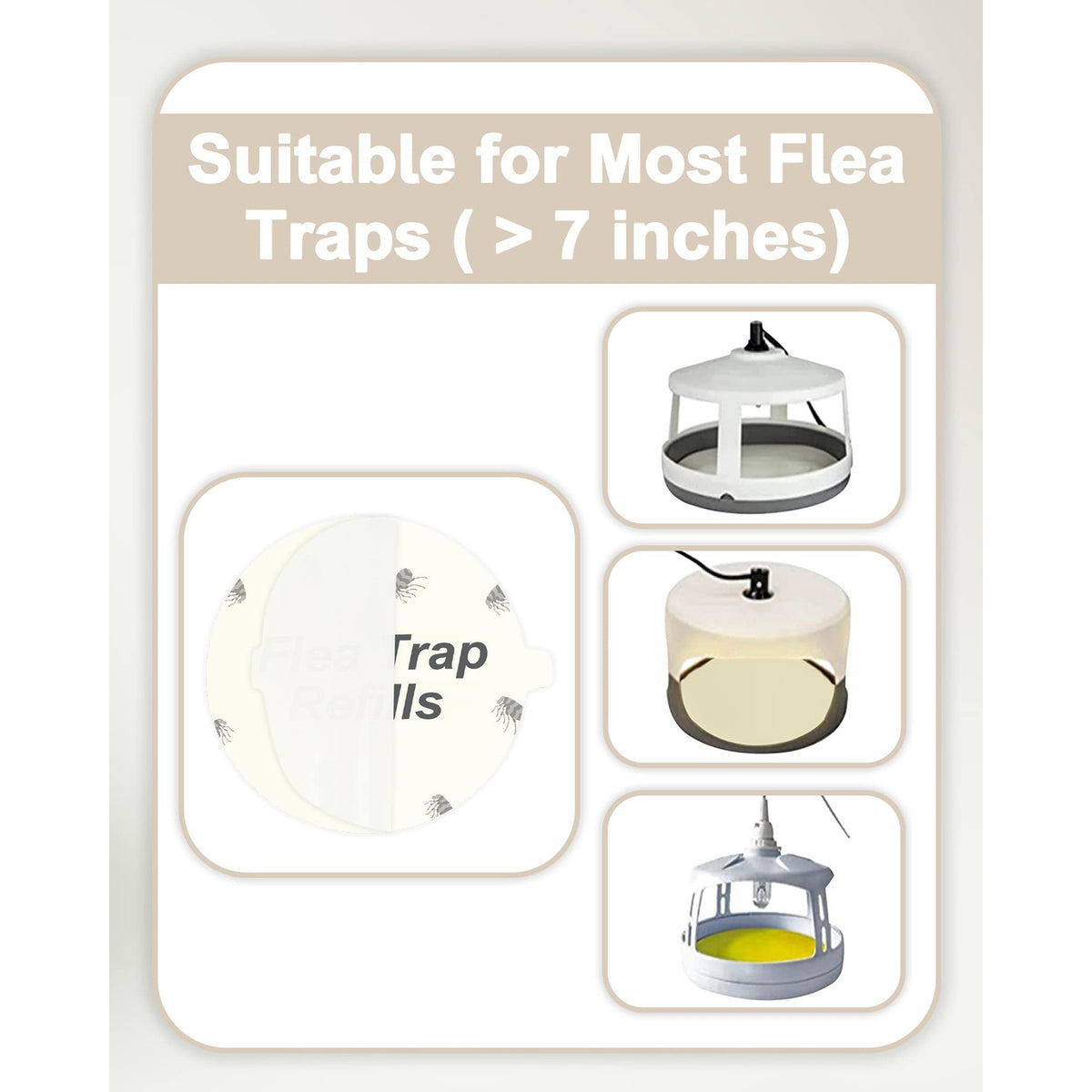 Dichroma Flea Trap Sticky Pads Refills, 7.1" Refill Discs, 20 Pack