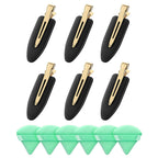 Amizo 6 Pcs Creaseless Hair Clips and 6 Pcs Triangle Powder Puffs for Women | Beauty Makeup Set，No Crease Design, No Bend,Loose Powder,Smooth Makeup Application and No-Dent Hair Styling
