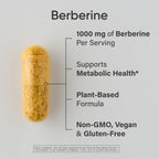 Sports Research® Berberine 1000mg, 60 Veggie Capsules | Herbal Ayurvedic Metabolic Health Support | Vegan Certified, Gluten-Free, Non-GMO - 30 Servings