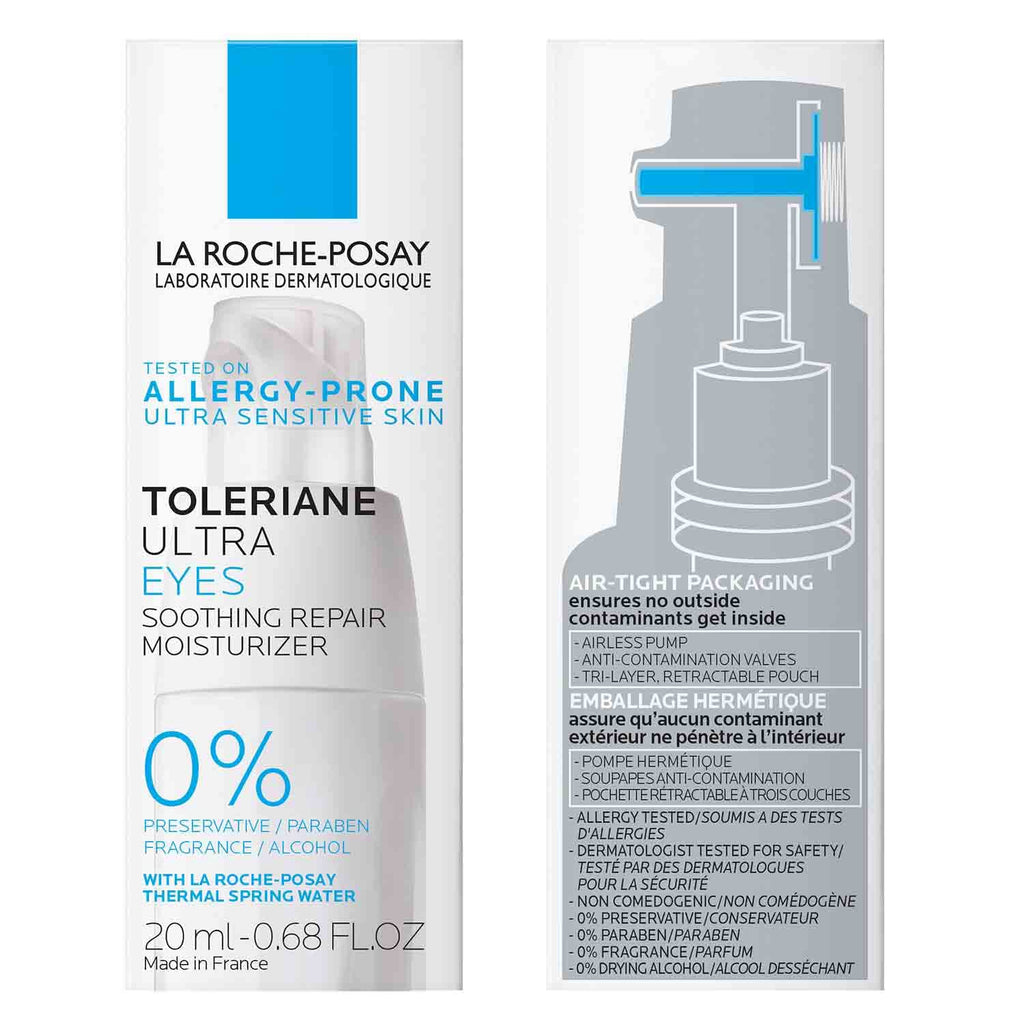 La Roche-Posay Toleriane Dermallergo Eye Cream for Sensitive Skin 0.68oz | Soothing moisturizer comforts sensitive skin. Allergy tested, fragrance free, alcohol free. Formerly Toleriane Ultra Eyes.