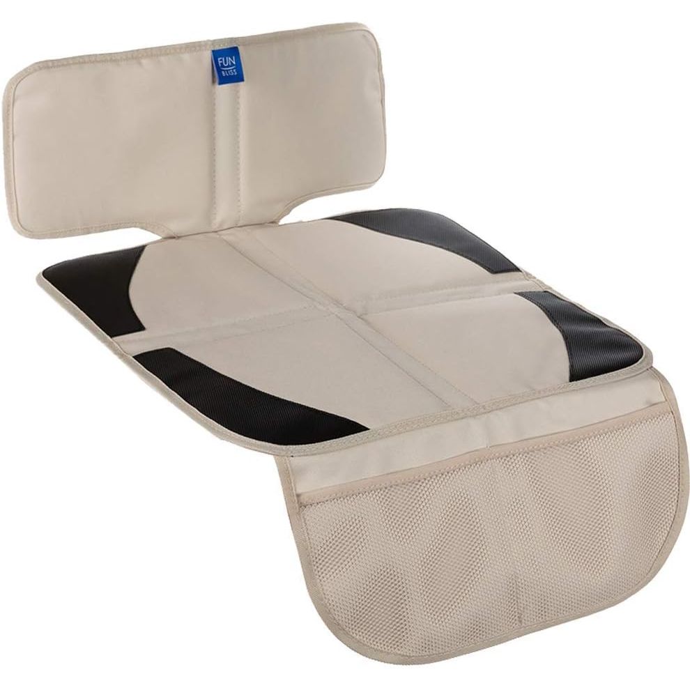 Buy now funbliss Car Seat Protector for Child Car Seat,Auto Seat Cover Mat for Under Carseat with Thickest Padding to Protect Leather & Fabric Upholstery,PVC Leather Reinforced Corners Beige at indiglob india