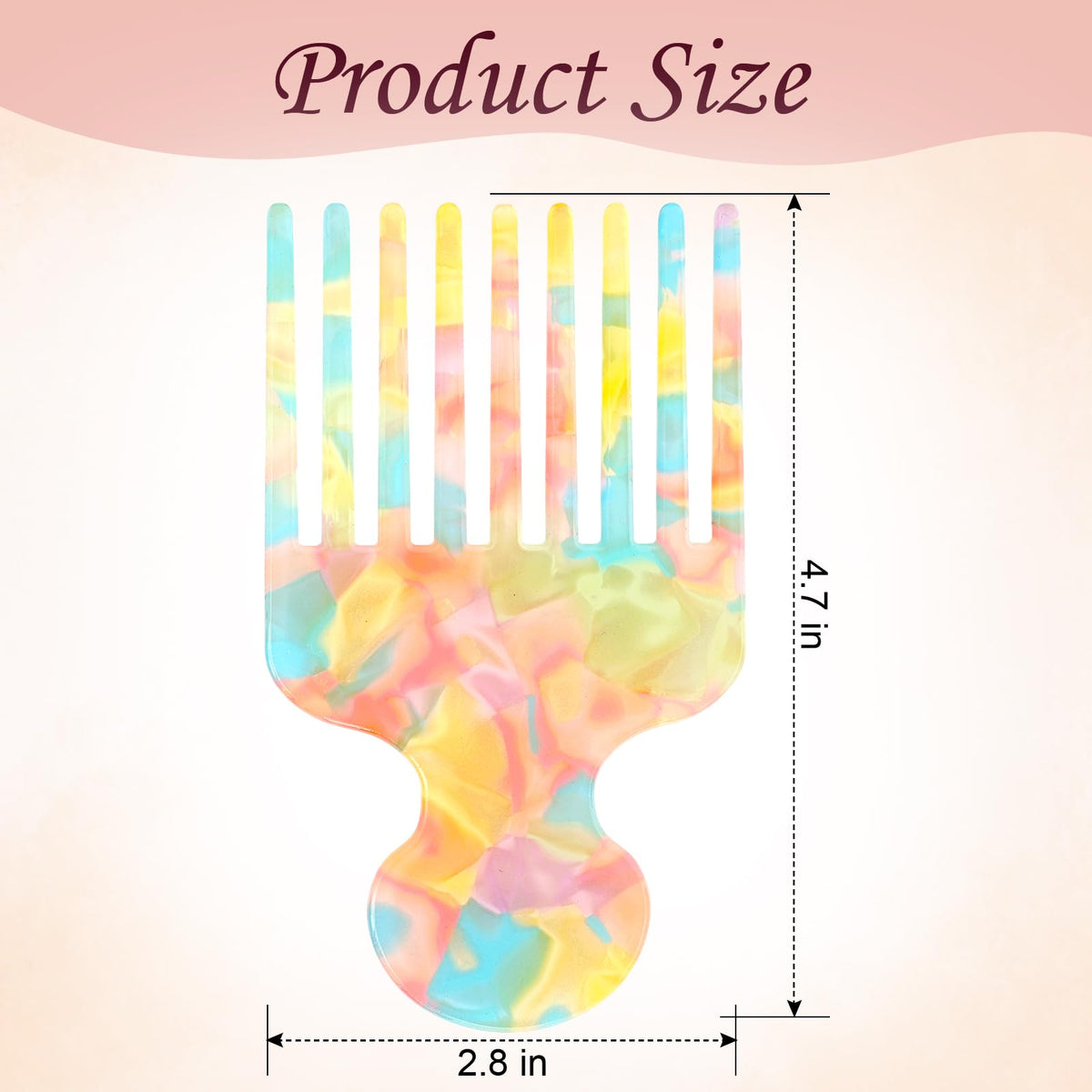 2pcs Hair Pick Comb, Wide Tooth Comb for Curls, 4.7in Long, Smooth