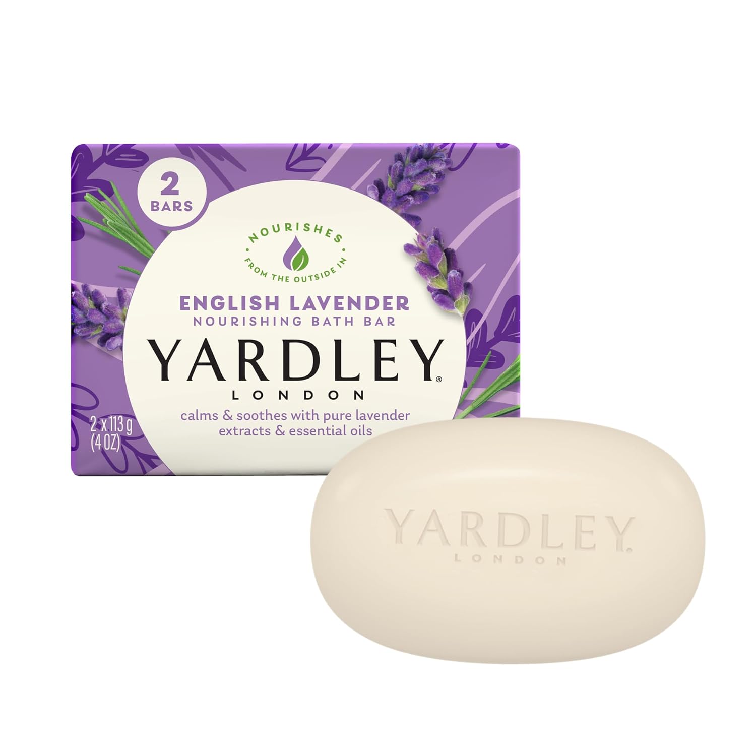 Buy now Yardley London Nourishing Bath Soap Bar English Lavender, Calms & Soothes with Pure Lavender Extracts & Essential Oils 4.0 oz Bath Bar, 2 Soap Bars at indiglob india