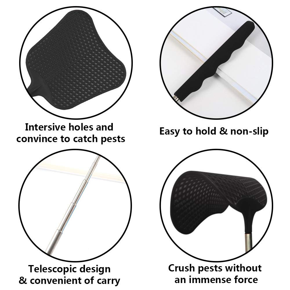 2Pack Telescopic Fly Swatters, Plastic Fly Swatter, Extendable Flyswatter