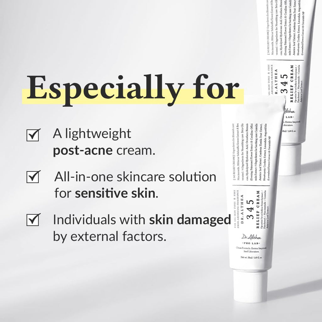 Buy now Dr.Althea 345 Relief Cream, Daily Face Moisturizer, Blemish Relief Care, Soothing Recovery & Moisture, Korean Vegan Skin Care for All Skin Types, 1.69 Fl Oz (Pack of 1) at indiglob india