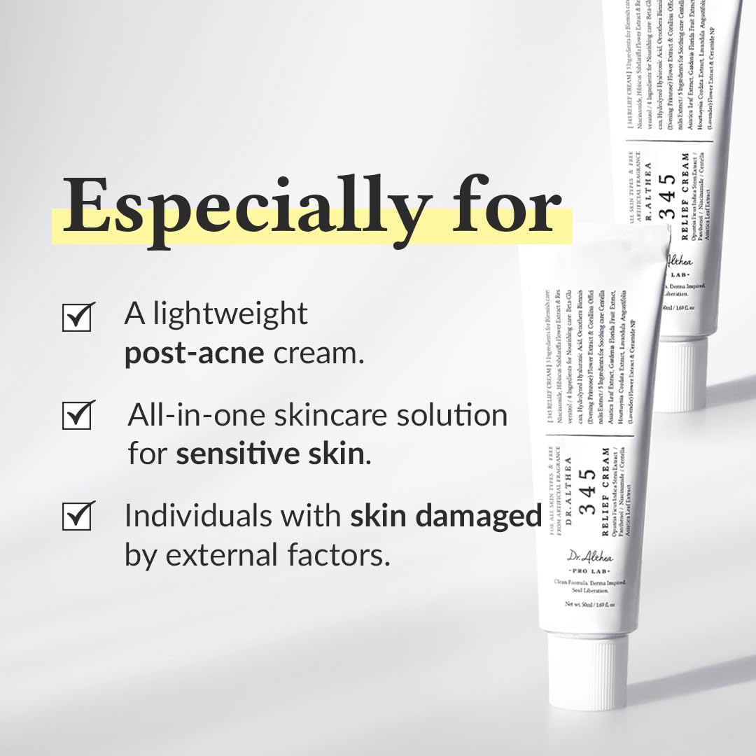 Buy now Dr.Althea 345 Relief Cream, Daily Face Moisturizer, Blemish Relief Care, Soothing Recovery & Moisture, Korean Vegan Skin Care for All Skin Types, 1.69 Fl Oz (Pack of 1) at indiglob india