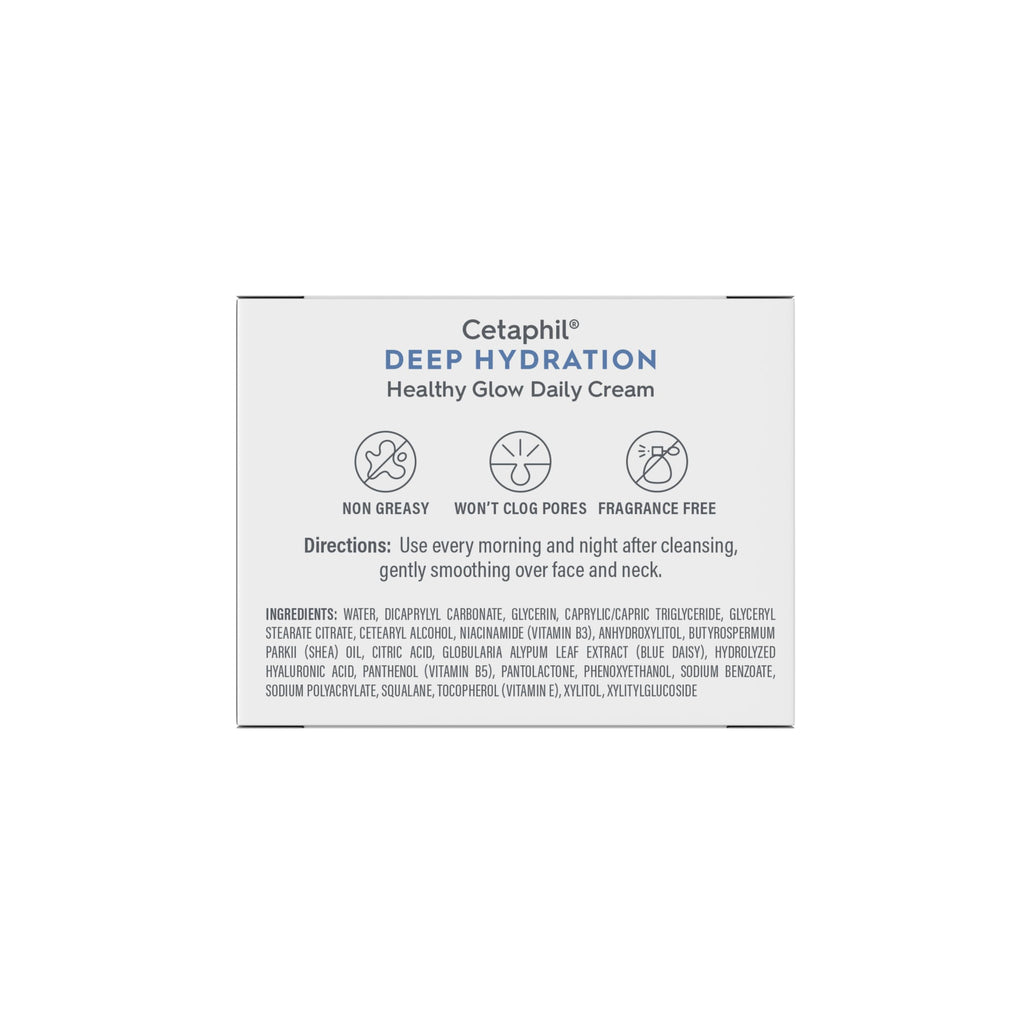Cetaphil Deep Hydration Face Cream, Dry, Sensitive Skin Care, 1.7oz | 48-Hour Hydration, Hyaluronic Acid, Vitamin E & B5, Healthy Glow, Fragrance-Free, Dermatologist Recommended