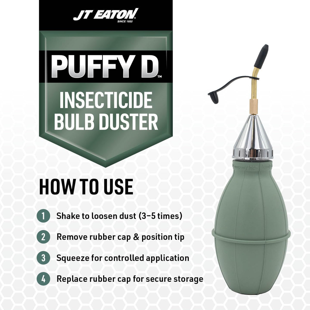 JT Eaton Puff-D Bulb Insecticidal Duster for Pest Control, Green