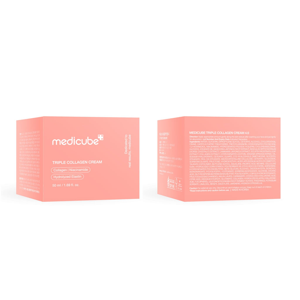 medicube Triple Collagen Cream for Hydrating & Firming | Moisturizer with Hyaluronic Acid, Premium Elastin, Shea Butter - Wrinkle Care & Boosts Elasticity, Korean Skincare, 1.69 oz