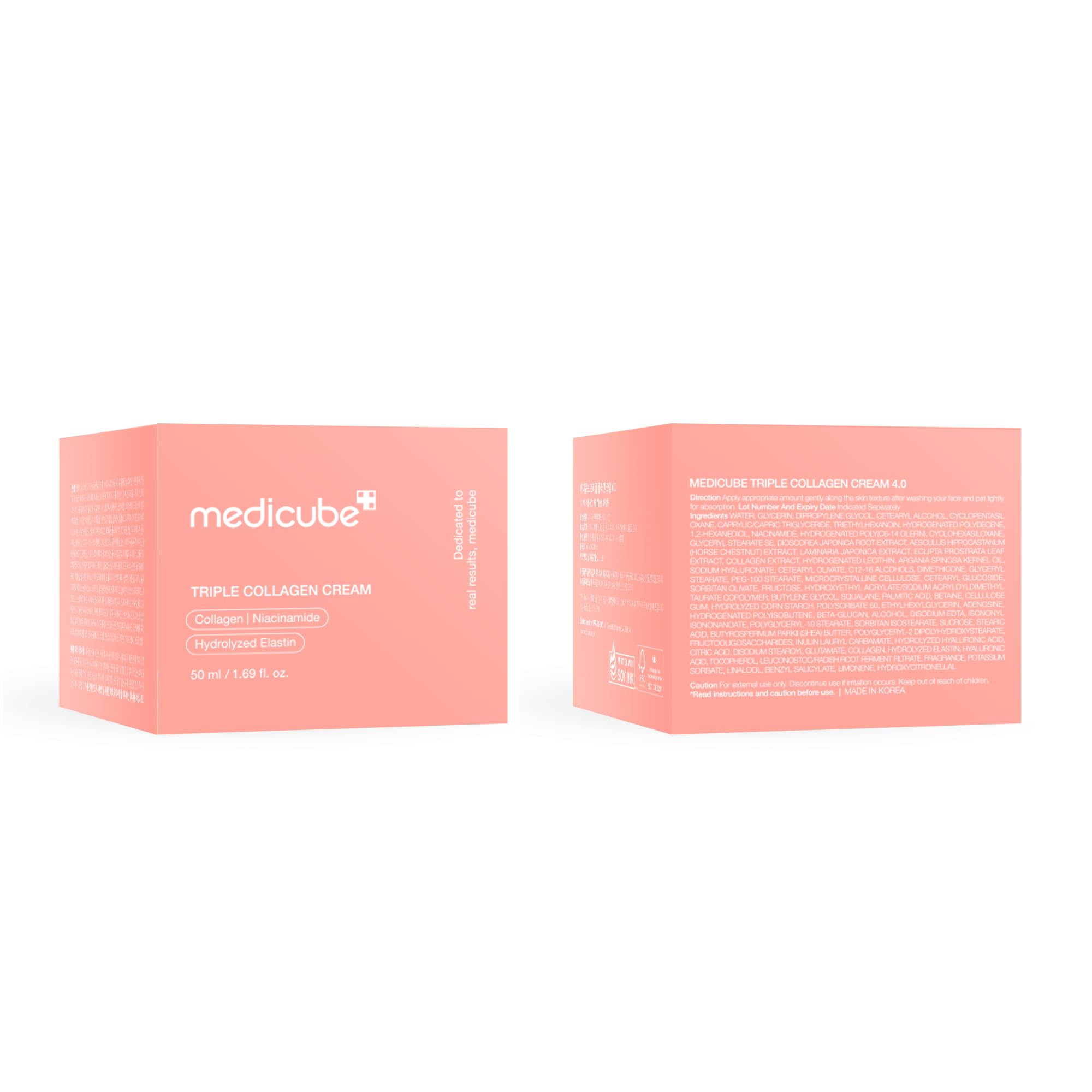 medicube Triple Collagen Cream for Hydrating & Firming | Moisturizer with Hyaluronic Acid, Premium Elastin, Shea Butter - Wrinkle Care & Boosts Elasticity, Korean Skincare, 1.69 oz