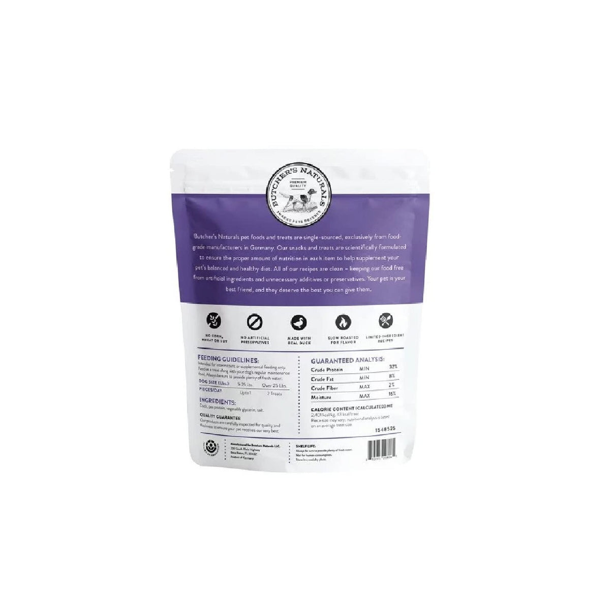 Butcher's Naturals Dog Treat Real Duck Slow Roasted Small Batch Contains 75% Meat No Corn No Soy (40 OZ)