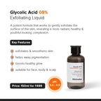 Minimalist Glycolic Acid 8% Exfoliating Toner for Glowing Skin | Multi-Functional Exfoliating Toner with Bamboo Water for Body, Face, Underarms & Scalp | for Women & Men | 5 Fl Oz / 150 ml