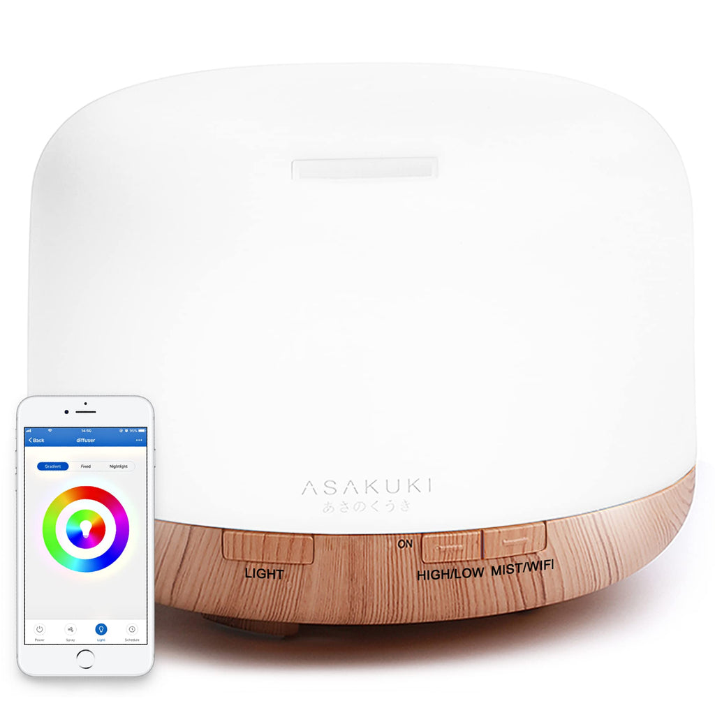 Buy now ASAKUKI Essential Oil Diffuser 500ml, Ultrasonic Aromatherapy Humidifier with Remote Control, 7 LED Colors, Timer & Auto-Off, Large Room Diffuser (Dark Brown) at indiglob india