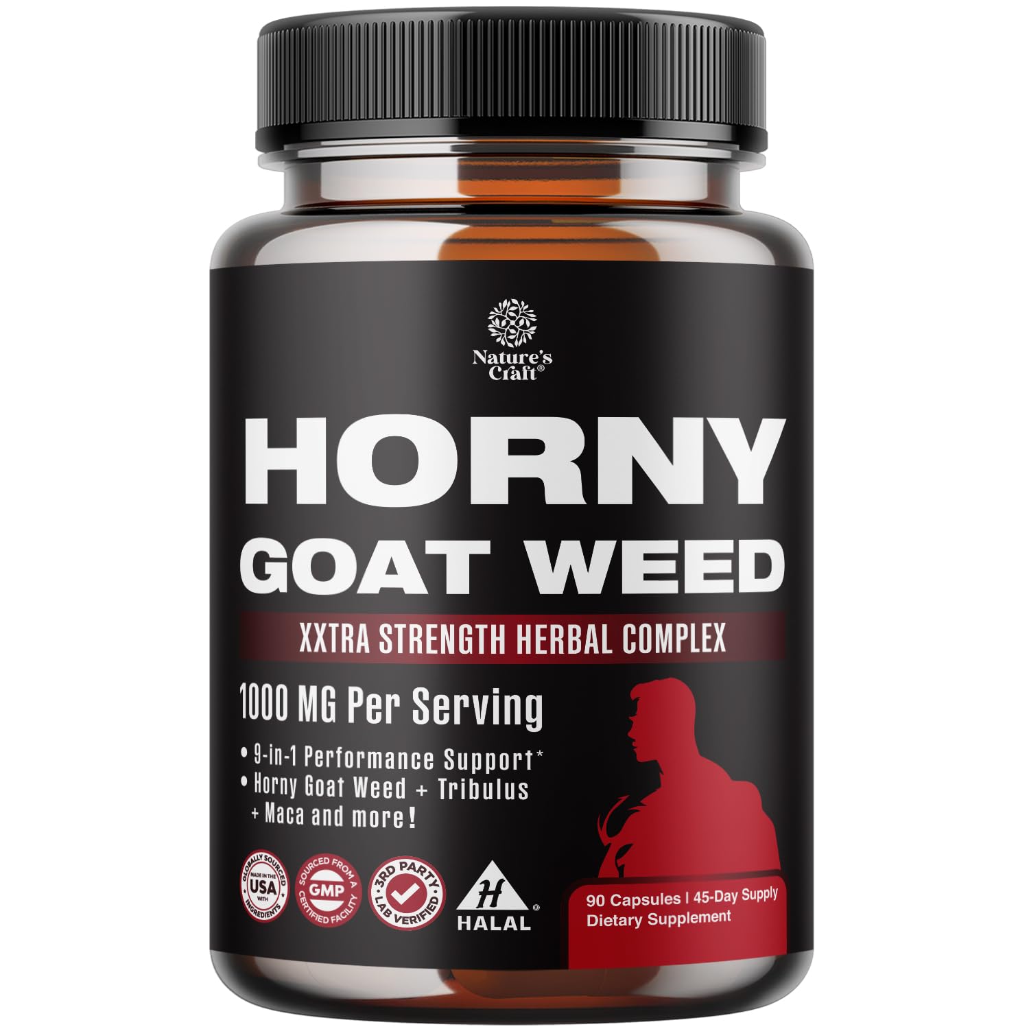 Horny Goat Weed for Men (9 in 1 Formula) - Male Enhancing Supplement - 60ct | Male enhancing formula with hornygoatweed for men extract to support stamina, vitality & drive